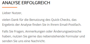 Quick-Check - Analyse erfolgreich